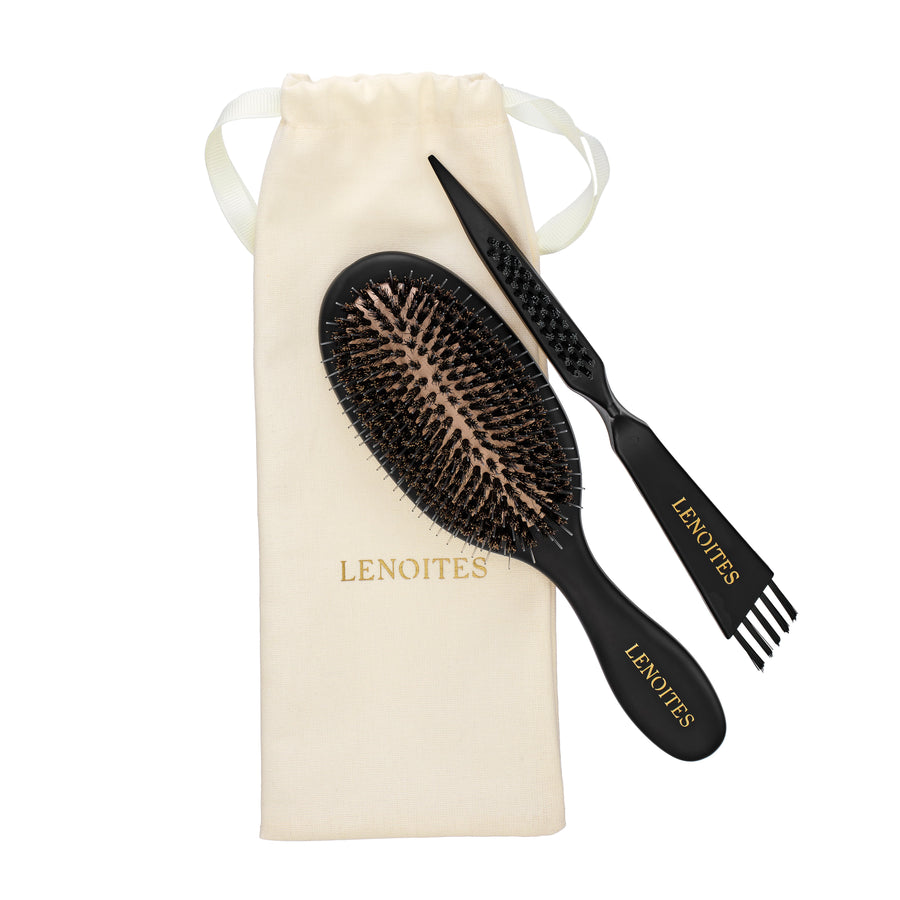 Hair Brush Wild Boar with cleaner tool