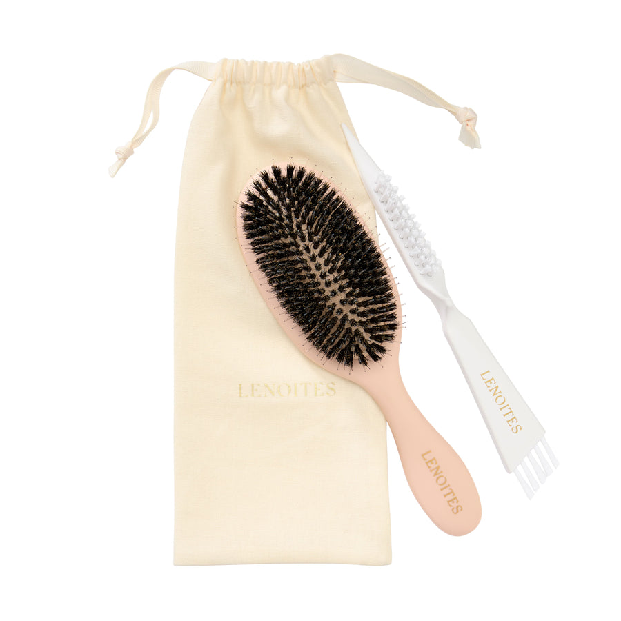 Hair Brush Wild Boar with pouch and cleaner tool