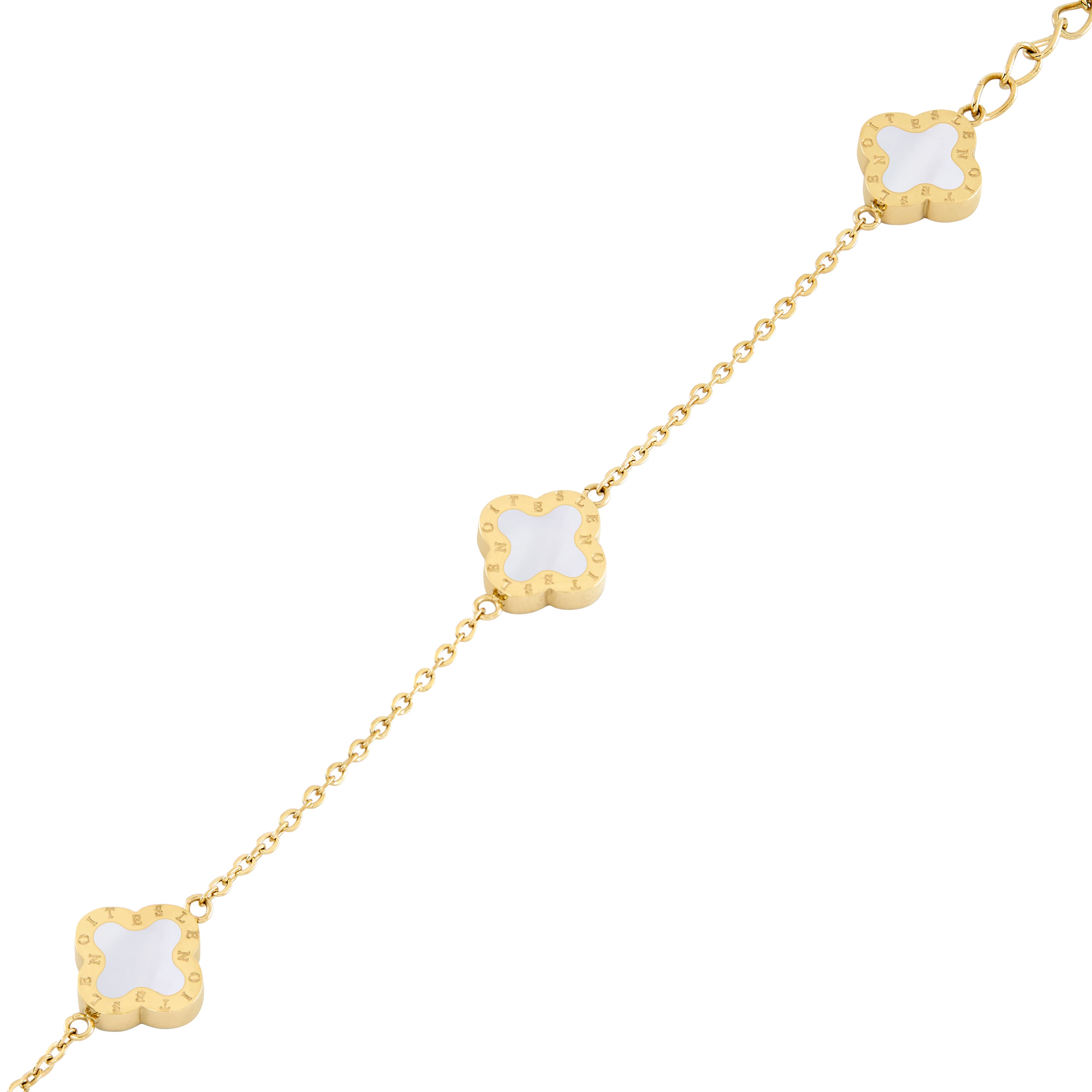 Four-Leaf Clover Bracelet Mini, Gold & Mother of Pearl White