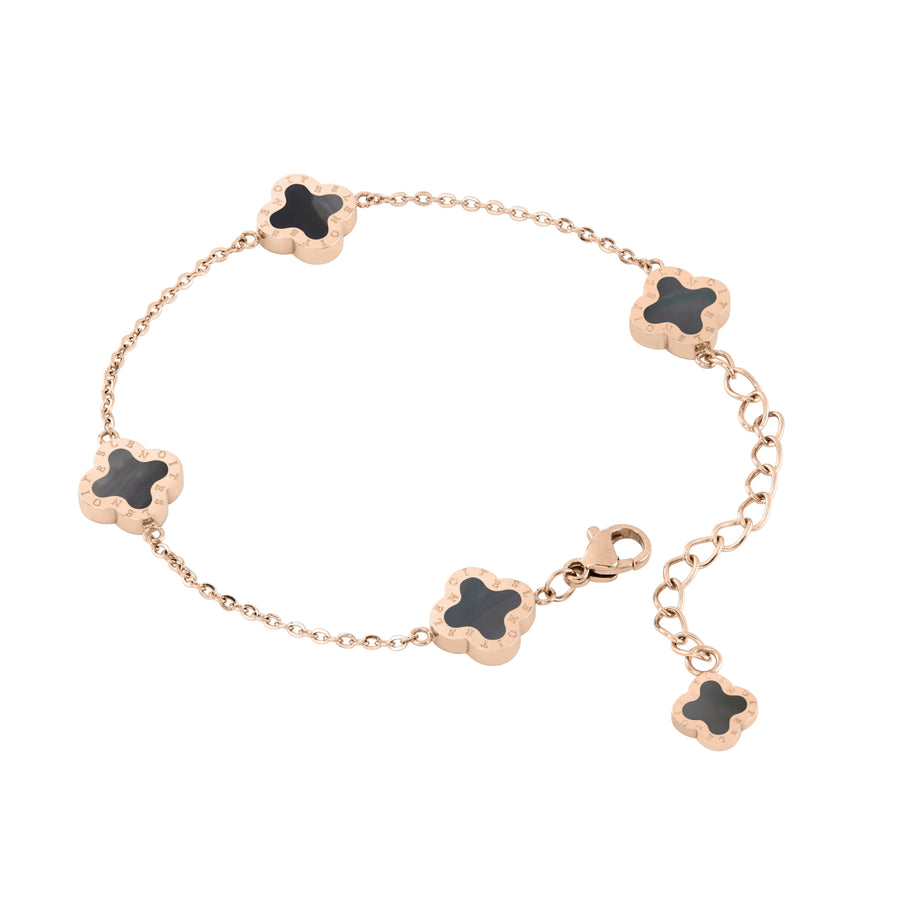 Four-Leaf Clover Bracelet Mini, Rose Gold & Grey Mother of Pearl
