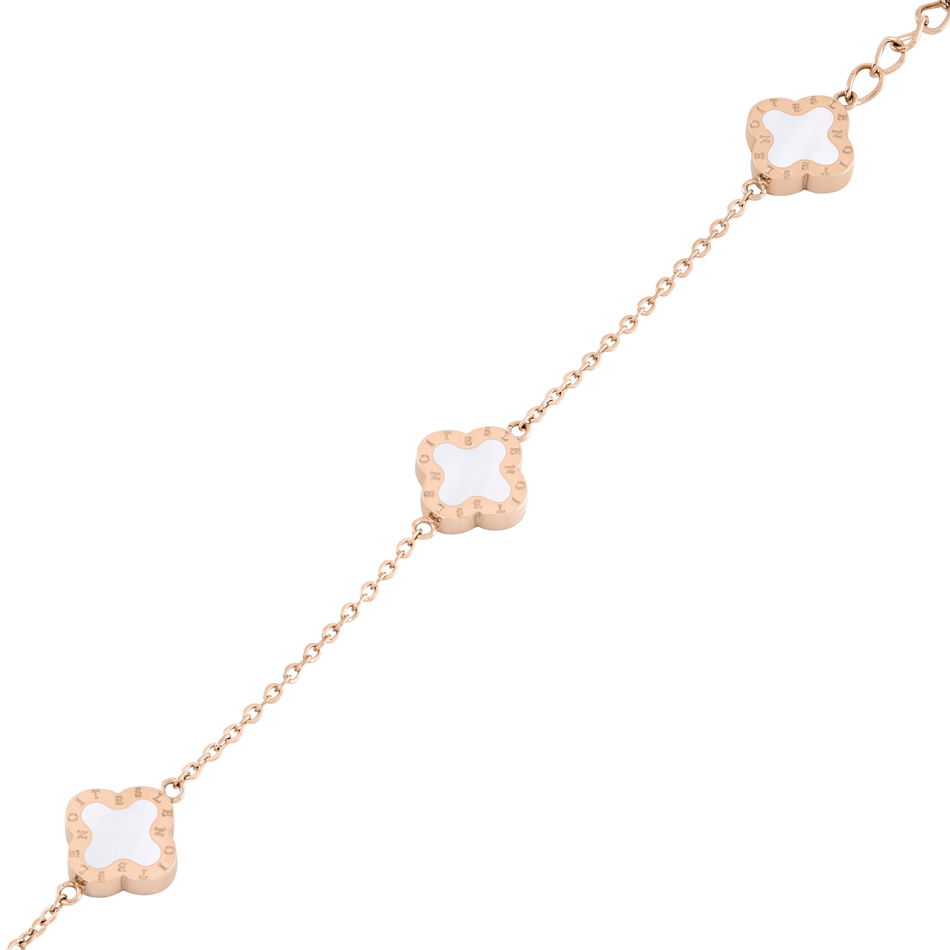 Four-Leaf Clover Bracelet Mini, Rose Gold & Mother of Pearl White