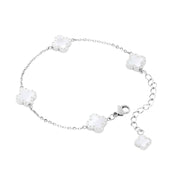 Four-Leaf Clover Bracelet Mini, Silver & Mother of Pearl White