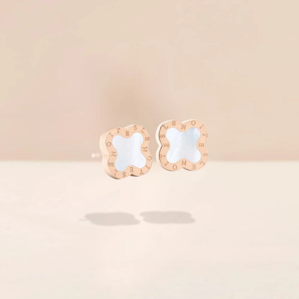 Earrings Mini Rosegold White