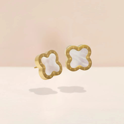 Earrings Gold White