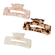 Hair Claw Kit - Pearly pink, Pearly white, Nude leopard