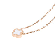 Four-Leaf Clover Necklace Mini, Rose Gold & Mother of Pearl White