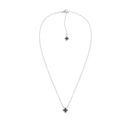 Four-Leaf Clover Necklace Mini, Silver & Mother of Pearl Grey