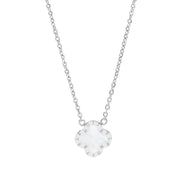 Four Leaf Clover Necklace Mini, Silver & Mother of Pearl White