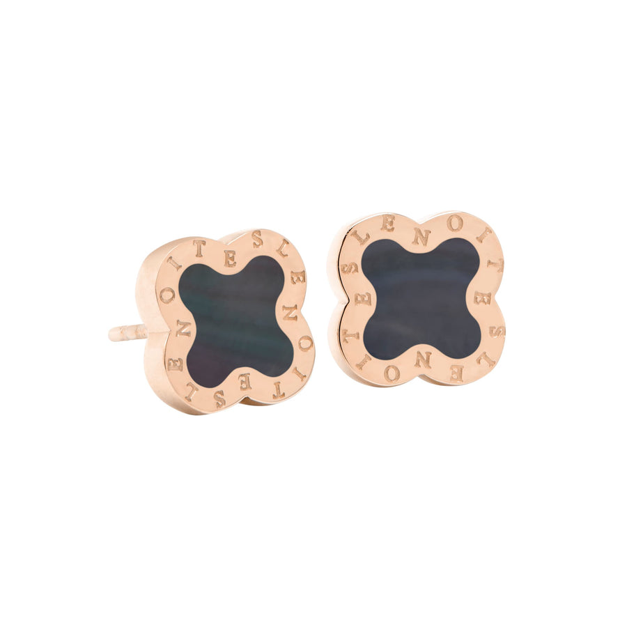 Four-Leaf Clover Earrings Mini, Rose Gold & Grey Mother of Pearl