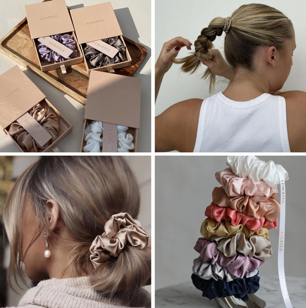 Collage för Mulberry Silk Scrunchie