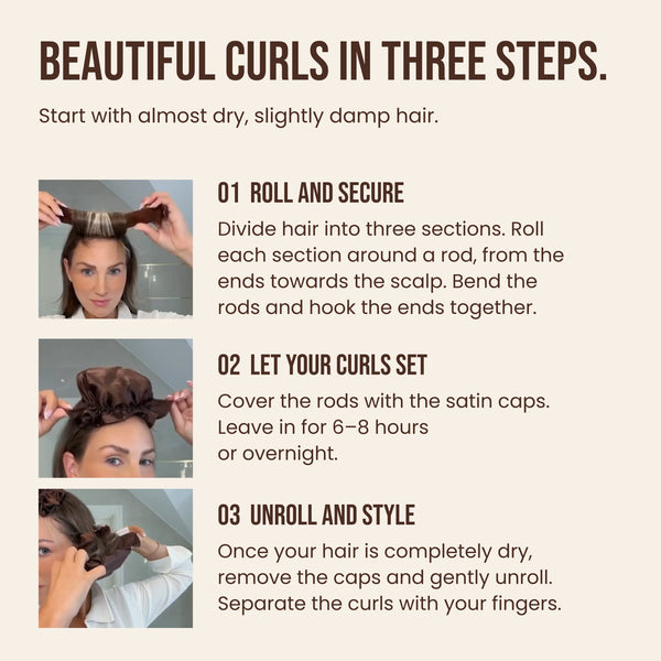 Heatless Curl Rods with Caps 3-Pack