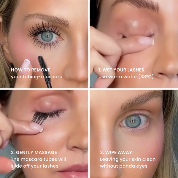 Step by step removing tubing mascara