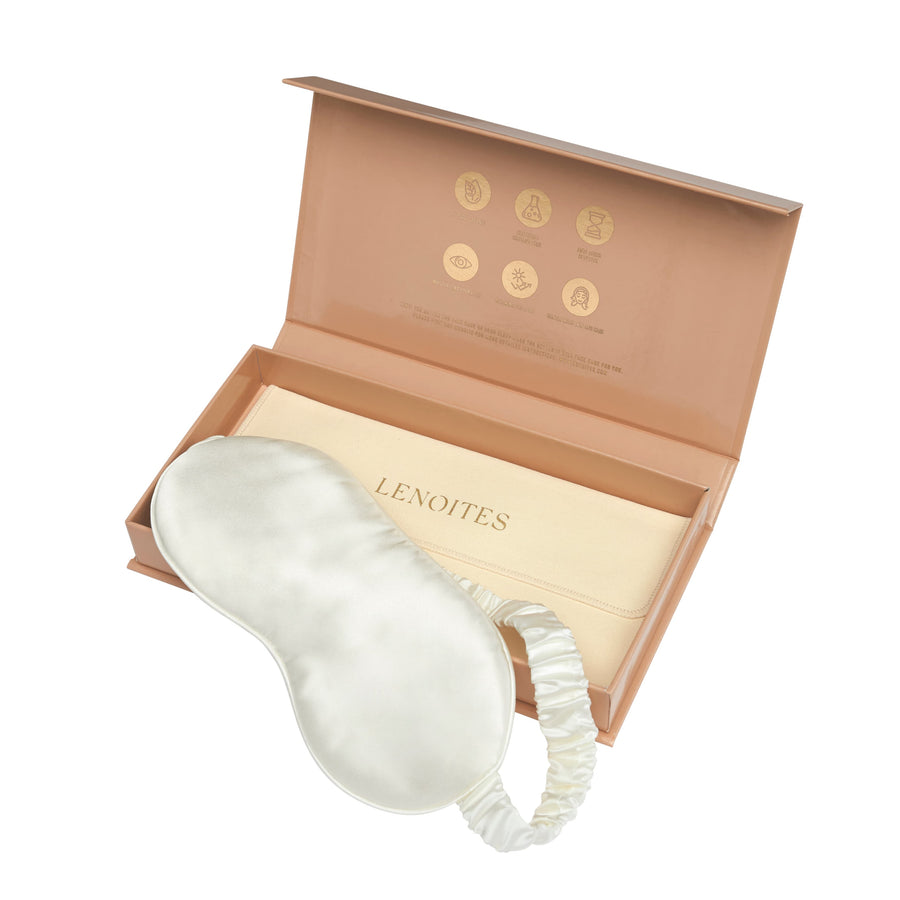 Mulberry Sleep Mask with Pouch, White