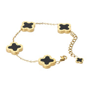 Four-Leaf Clover Bracelet, Gold & Black
