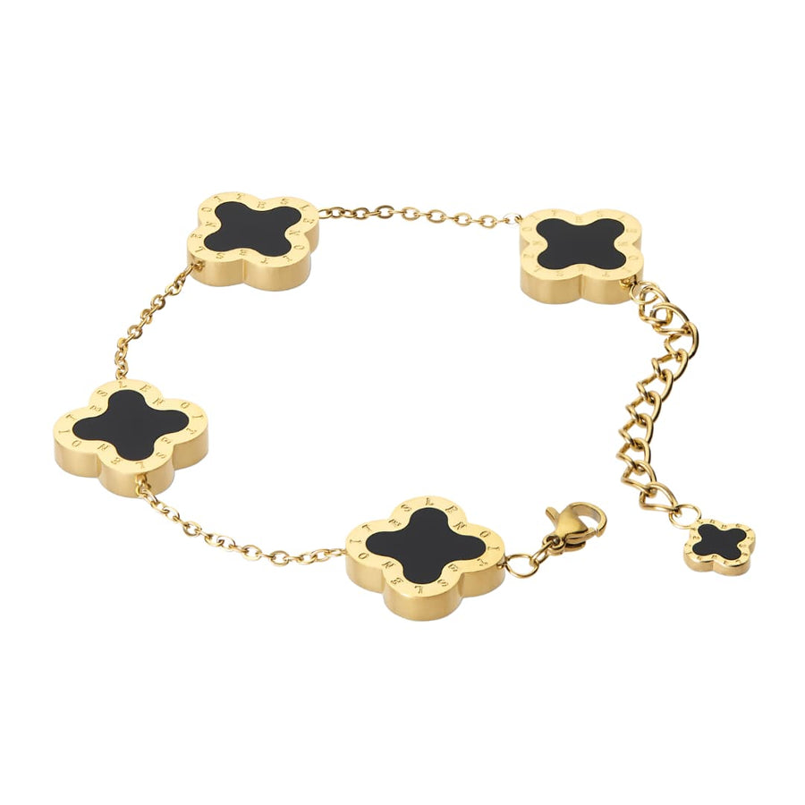 Four-Leaf Clover Bracelet, Gold & Black