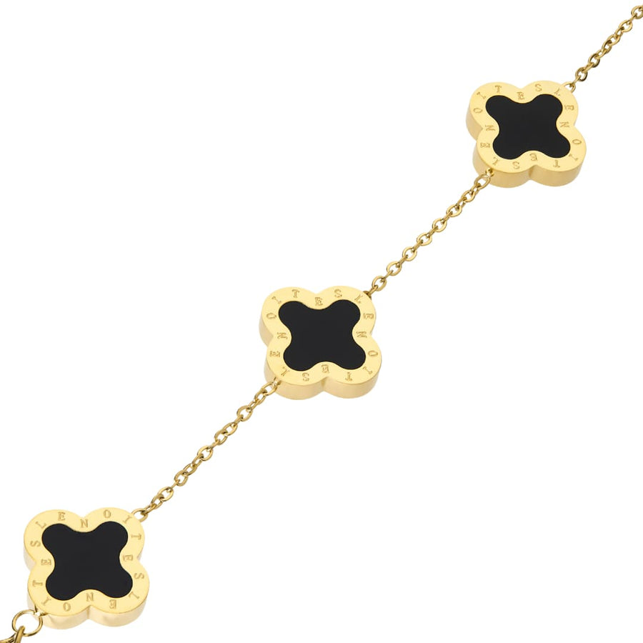 Four Leaf Clover Bracelet, Gold & Black