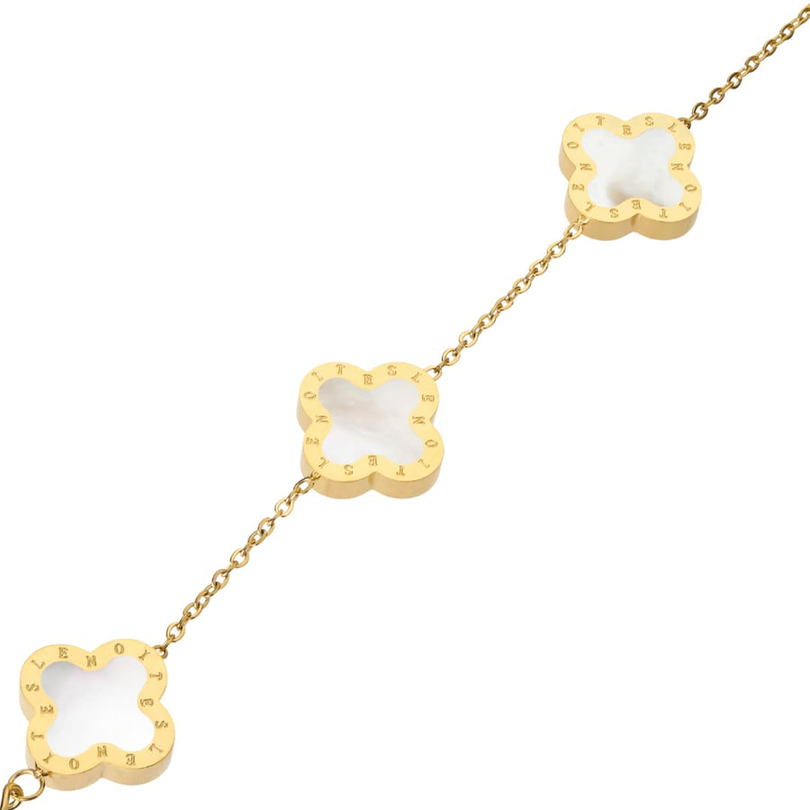 Four-Leaf Clover Bracelet, Gold & Mother of Pearl