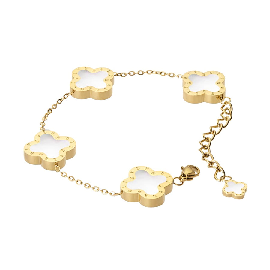 Four-Leaf Clover Bracelet, Gold & Mother of Pearl