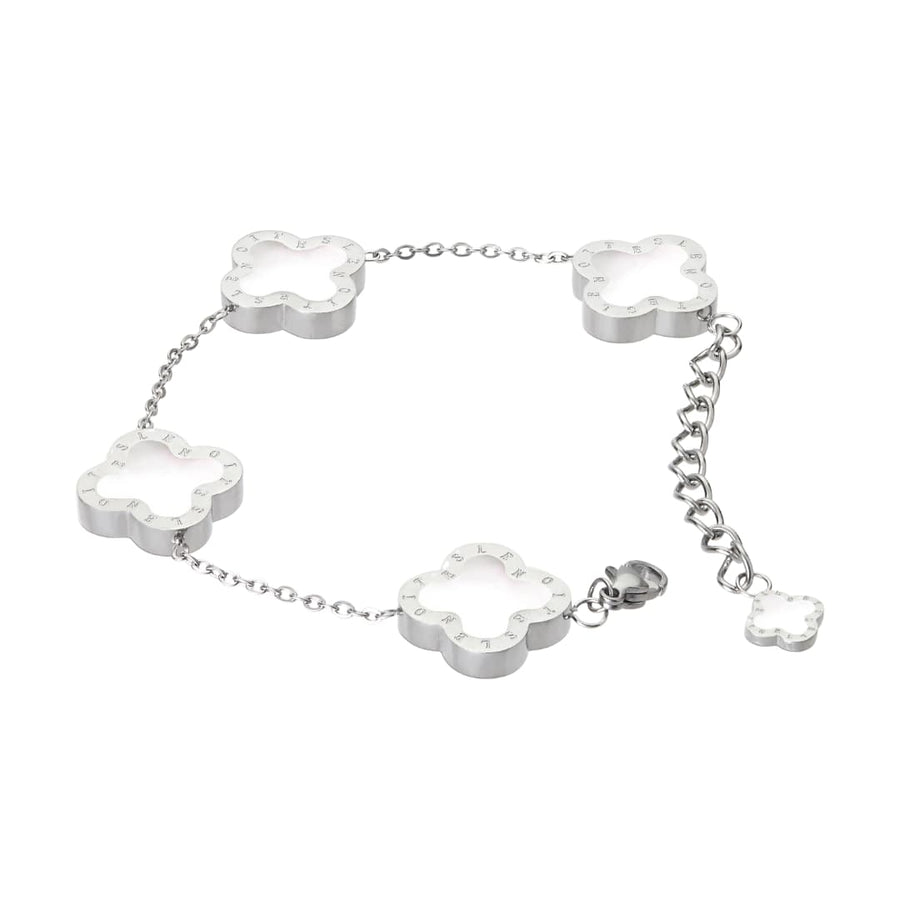 Four Leaf Clover Bracelet, Silver & Mother of Pearl