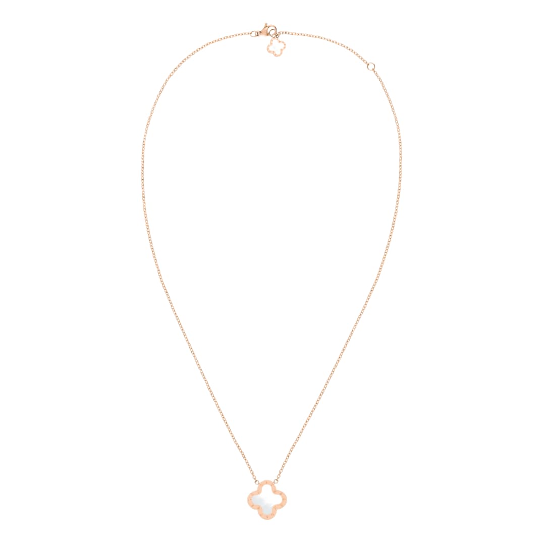 Four-Leaf Clover Necklace, Rose Gold & Mother of Pearl
